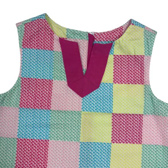 Vineyard Vines Patchwork Whale Print Sleeveless Dress Girl's 10 - Picture 3 of 6